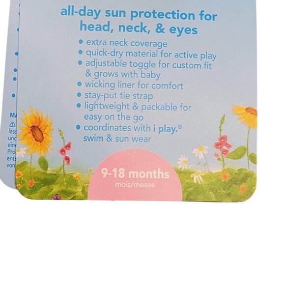 I Play Baby Sun Protection Hat 9–18 Months Blue Sailboat Print UPF 50+ - Picture 9 of 9